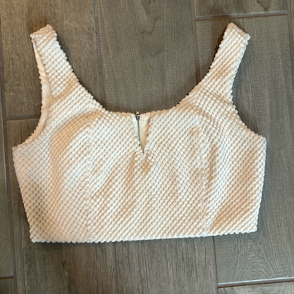 Cream V Crop Top